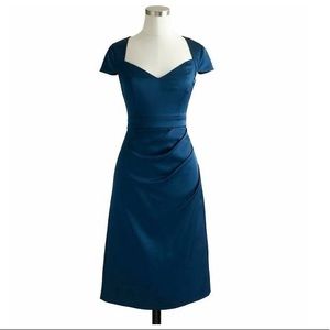 J crew satin tinsley dress peacock blue